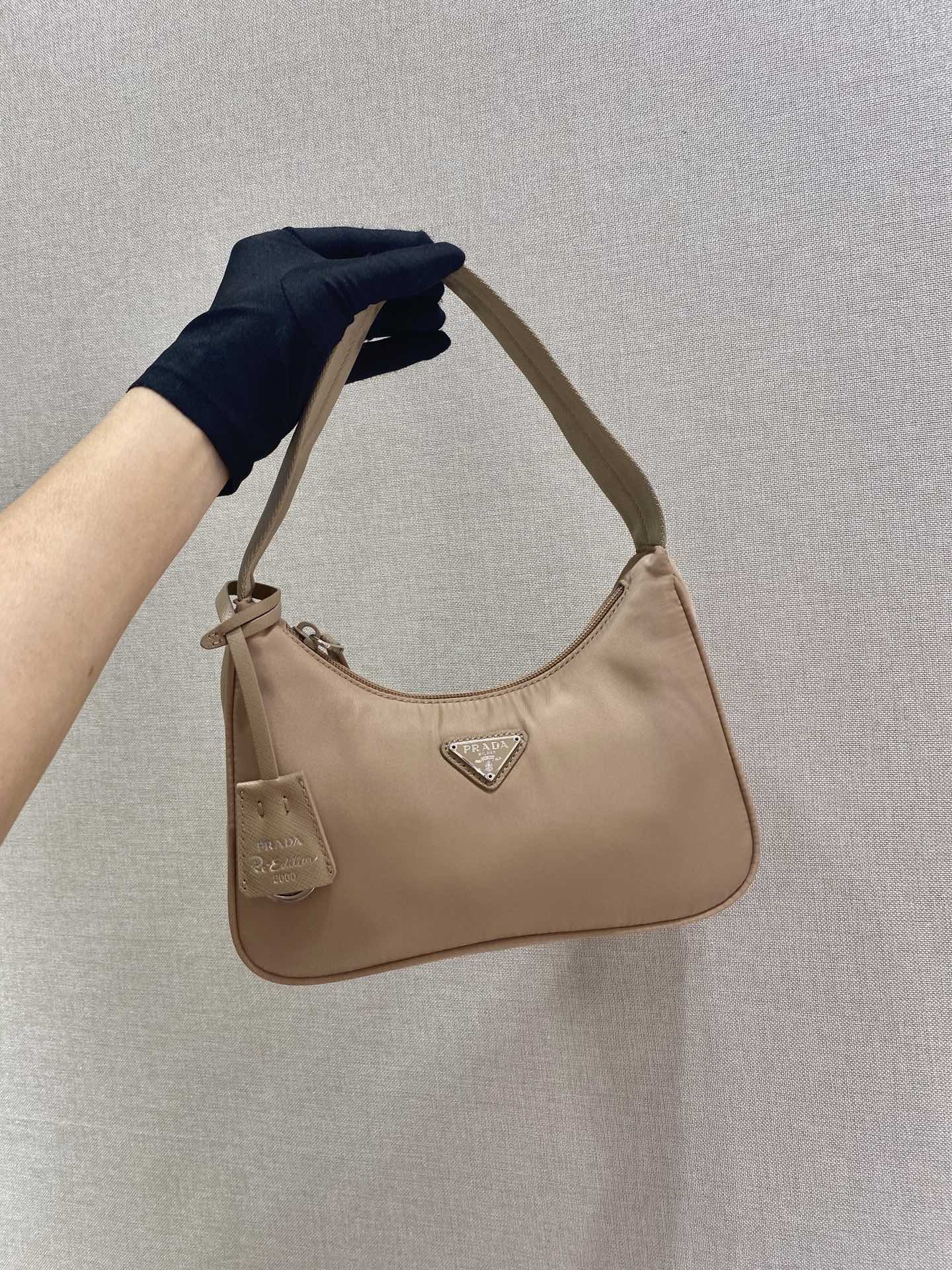 Prada Mini Re Nylon Re Edition 2000 Hobo Bag Handbag Desert Beige 1NE515